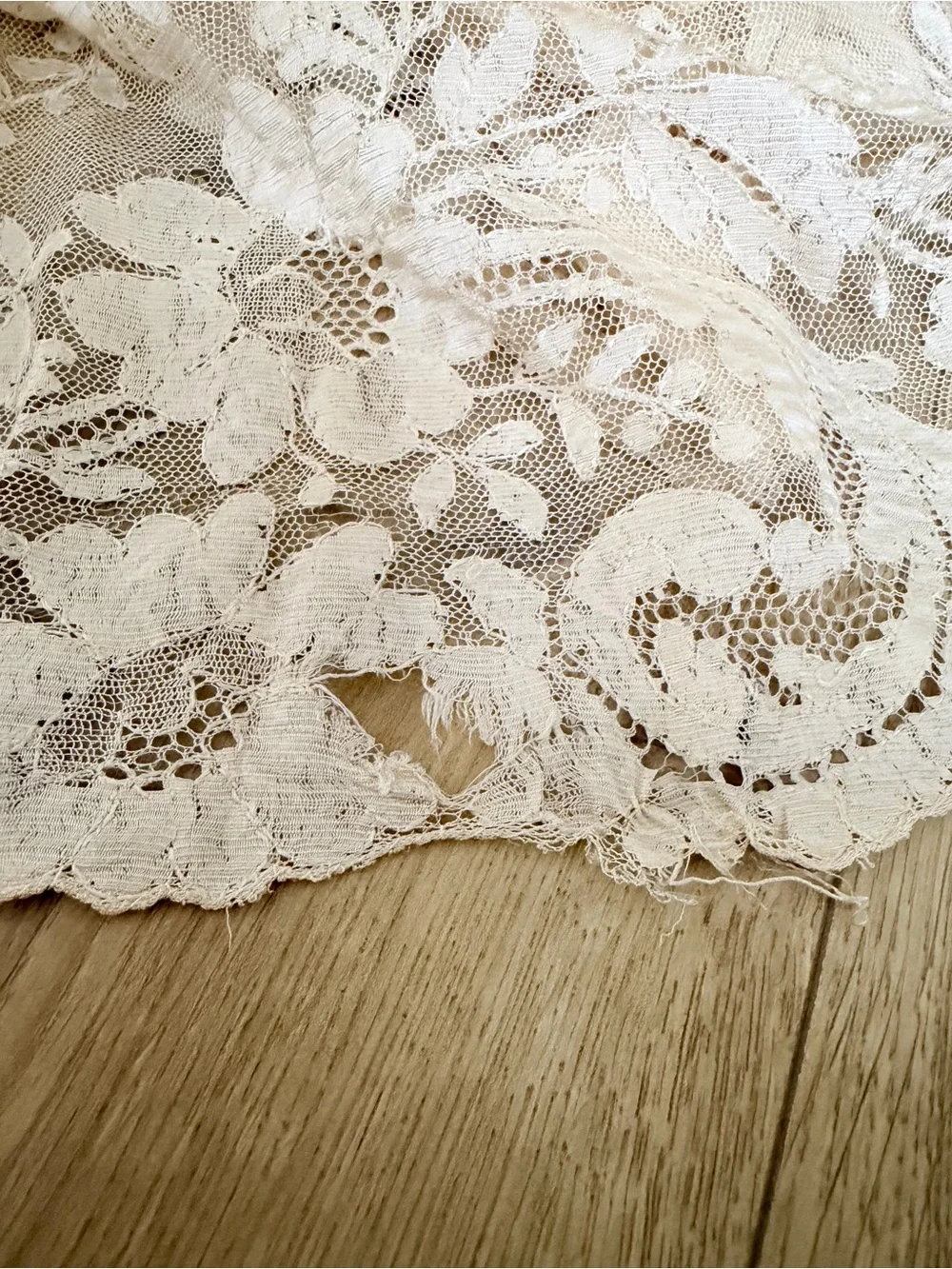 Antique Cream Alençon Lace Bridal Veil 93